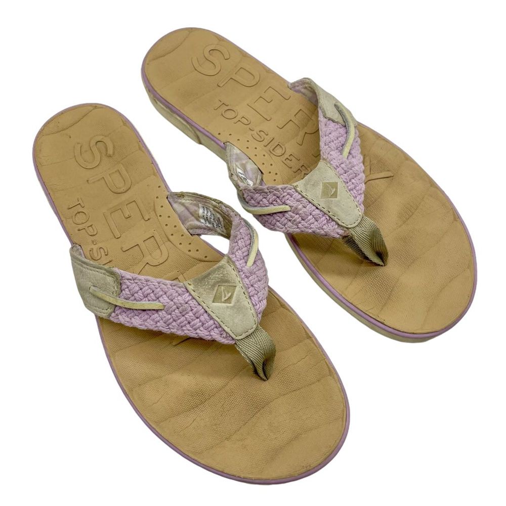 Sperry Topsider Leather Oar Creek Woven Flip Flip Sandal - Picture 1 of 12
